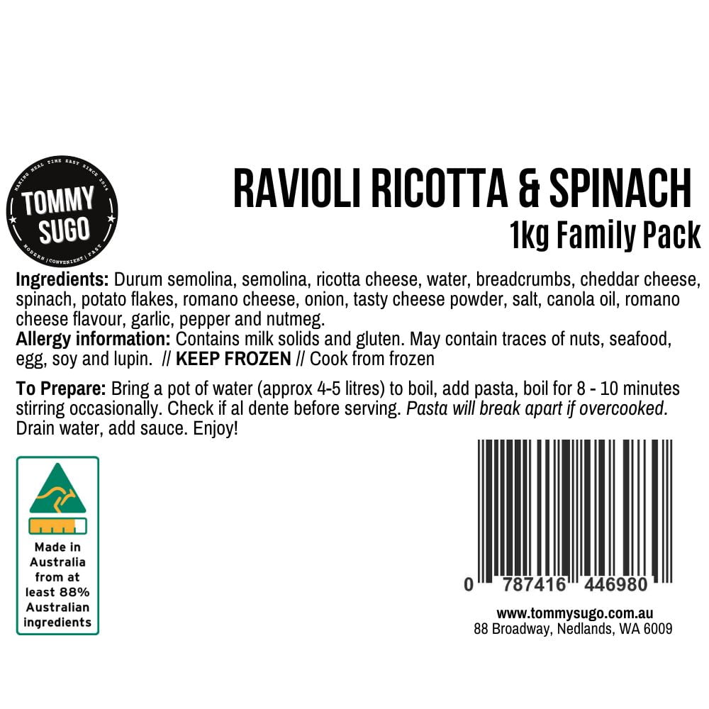 Feed The Family Ricotta & Spinach Ravioli