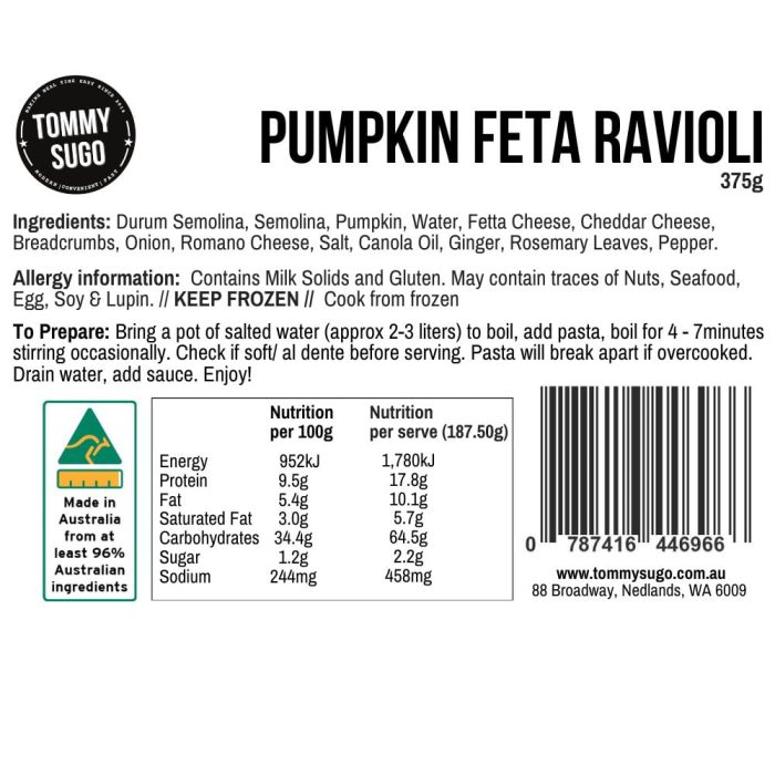 Pumpkin & Feta Ravioli