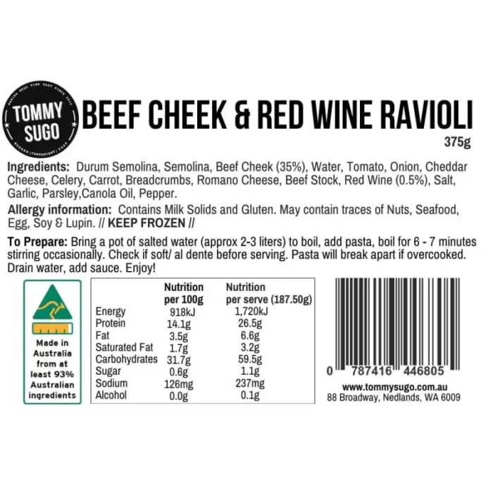 Beef Cheek and Red Wine Ravioli