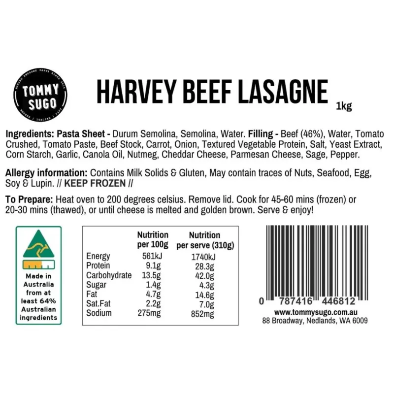 Harvey Beef Lasagna (1Kg)