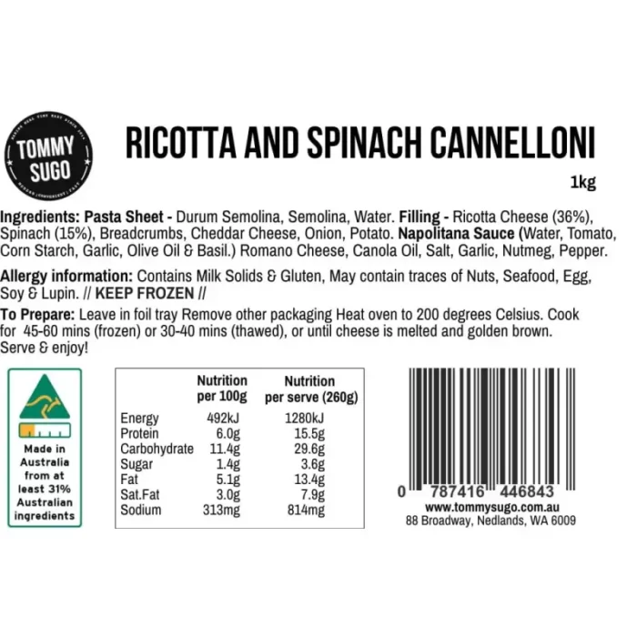 Ricotta & Spinach Cannelloni