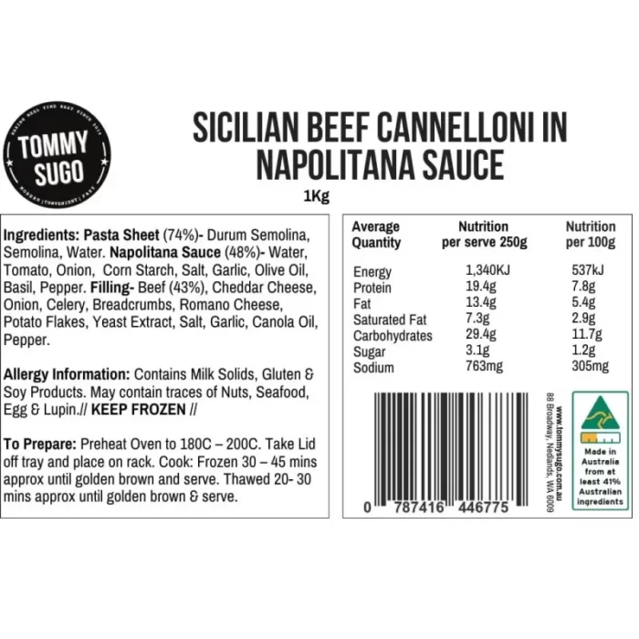 Sicilian Beef Cannelloni with Napolitana Sauce