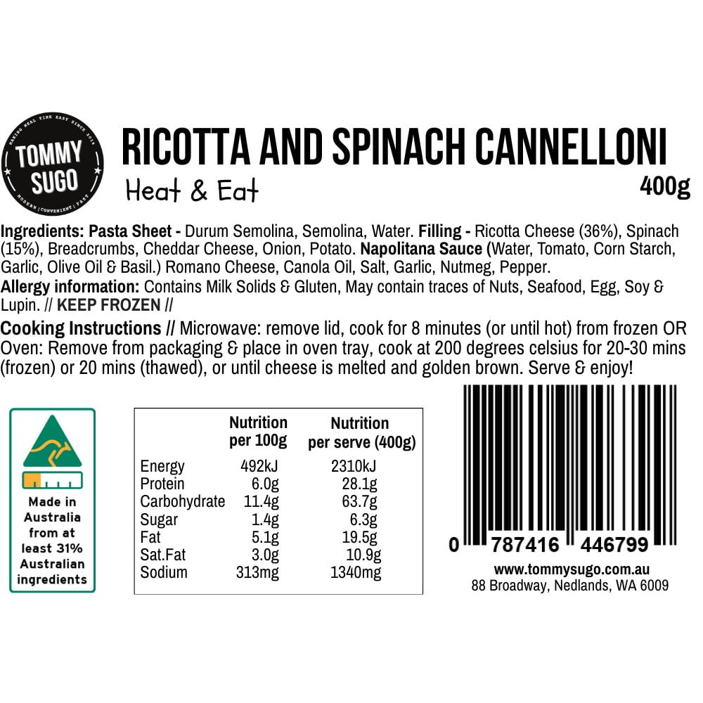Ricotta & Spinach Cannelloni